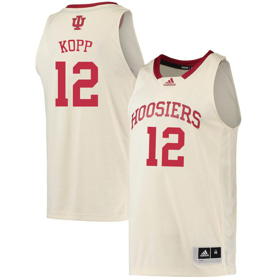Men #12 Miller Kopp Indiana Hoosiers College Basketball Jerseys Sale-Cream
